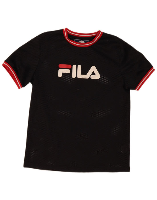 FILA Grafik-T-Shirt für Jungen, 13–14 Jahre, schwarzes Polyester
