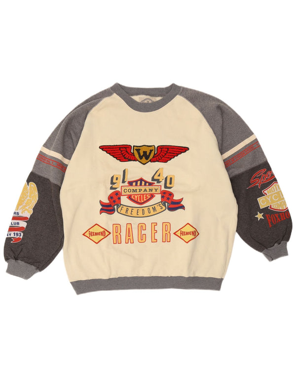 Foxhound Herren-Sweatshirt mit Grafik, Medium, gebrochenes Weiß, Colourblock-Baumwolle