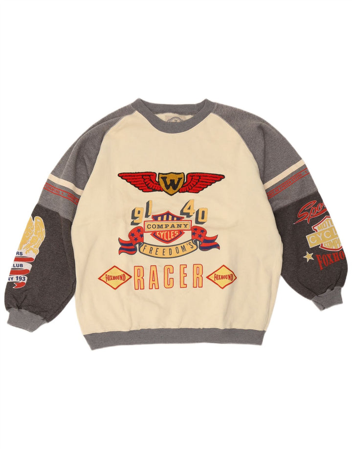 Foxhound Herren-Sweatshirt mit Grafik, Medium, gebrochenes Weiß, Colourblock-Baumwolle