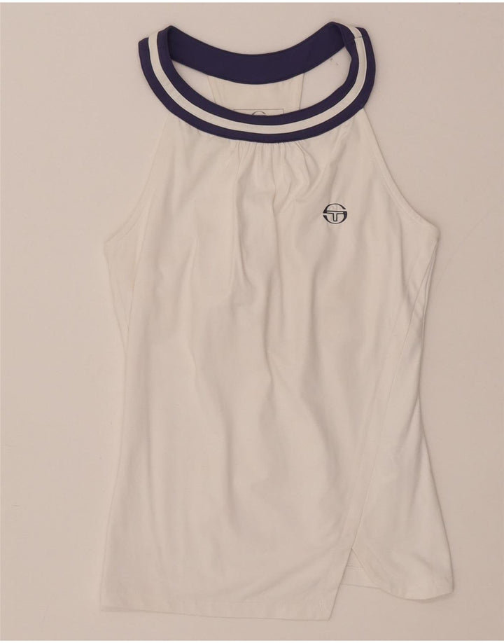 Sergio Tacchini Damen Weste Top UK 4 XS Weißes Nylon