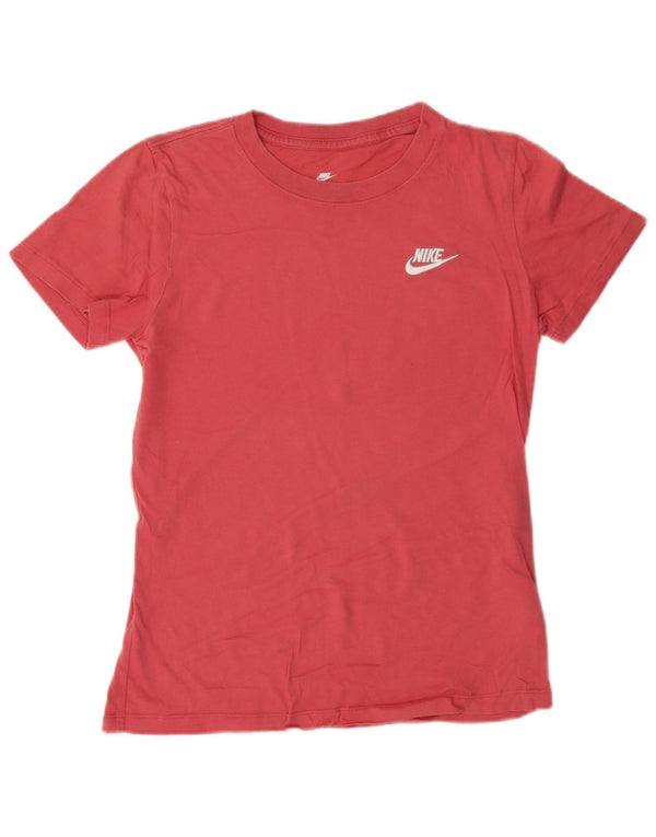 Nike Damen Übergroßes T-Shirt Top UK 6 XS Rosa Baumwolle