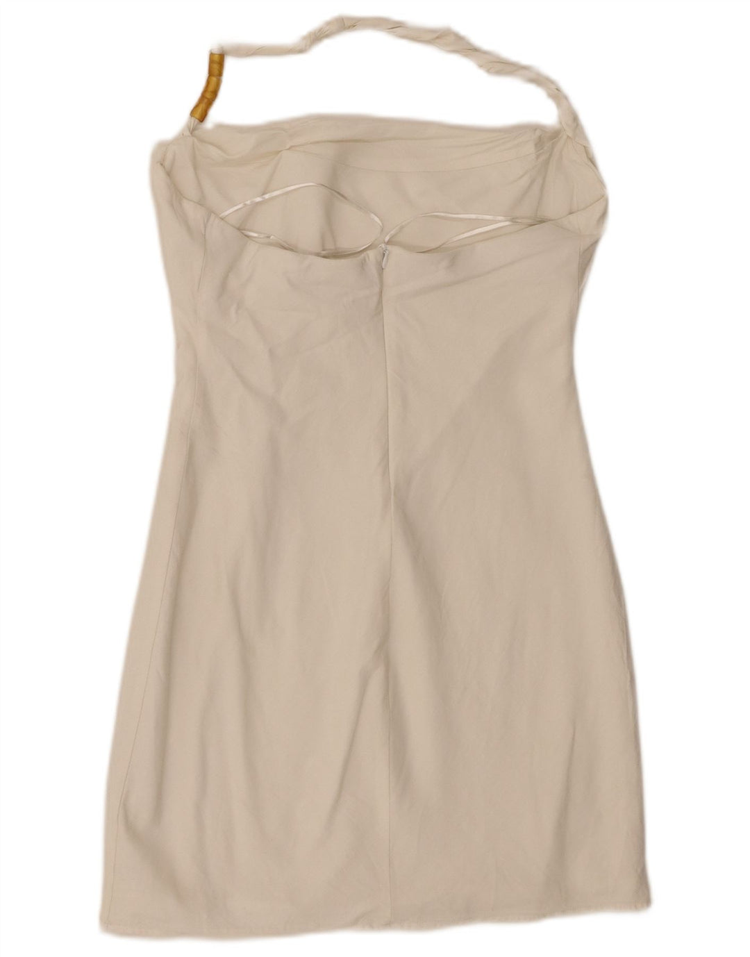 Zara Damen Mini-Neckholder-Kleid UK 14 Large Weiße Viskose
