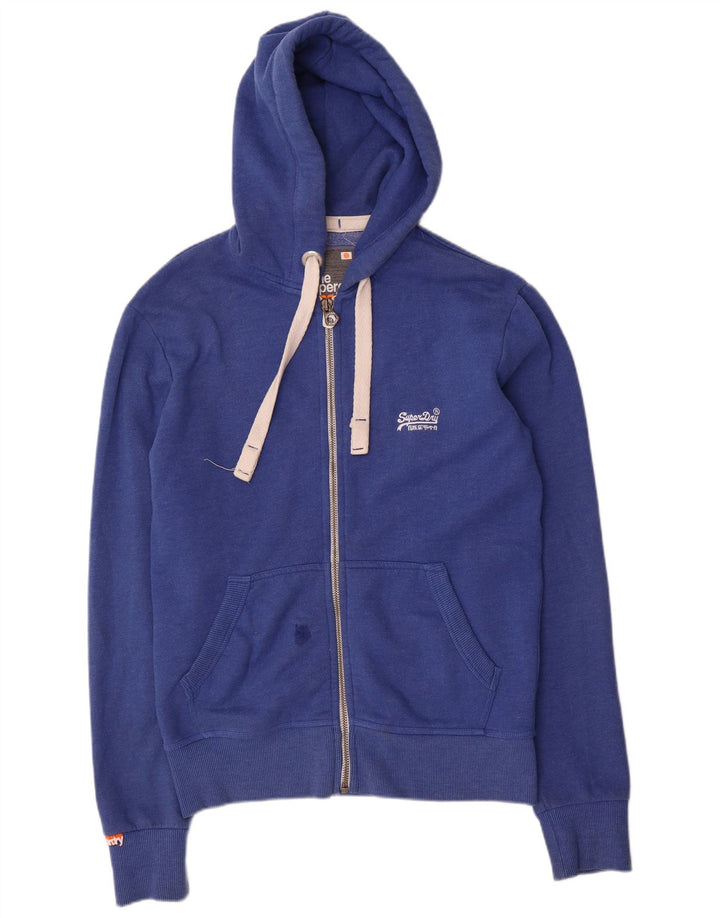 Superdry Herren-Kapuzenpullover mit Reißverschluss, klein, aus blauer Baumwolle