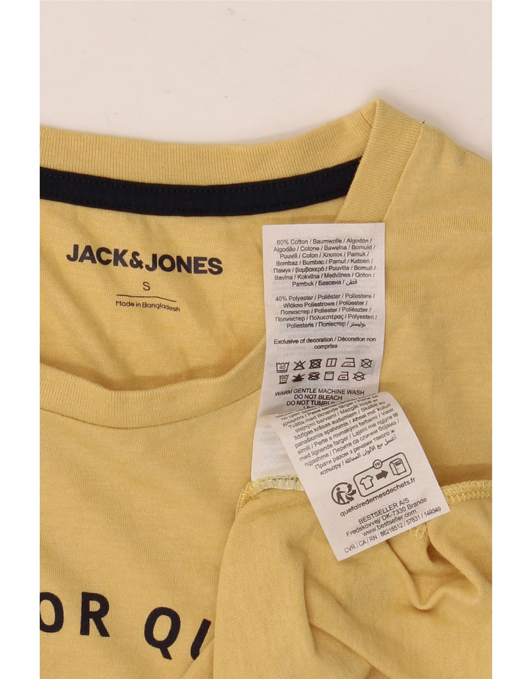JACK & JONES Herren Denizen Graphic T-Shirt Top Small Gelb Baumwolle