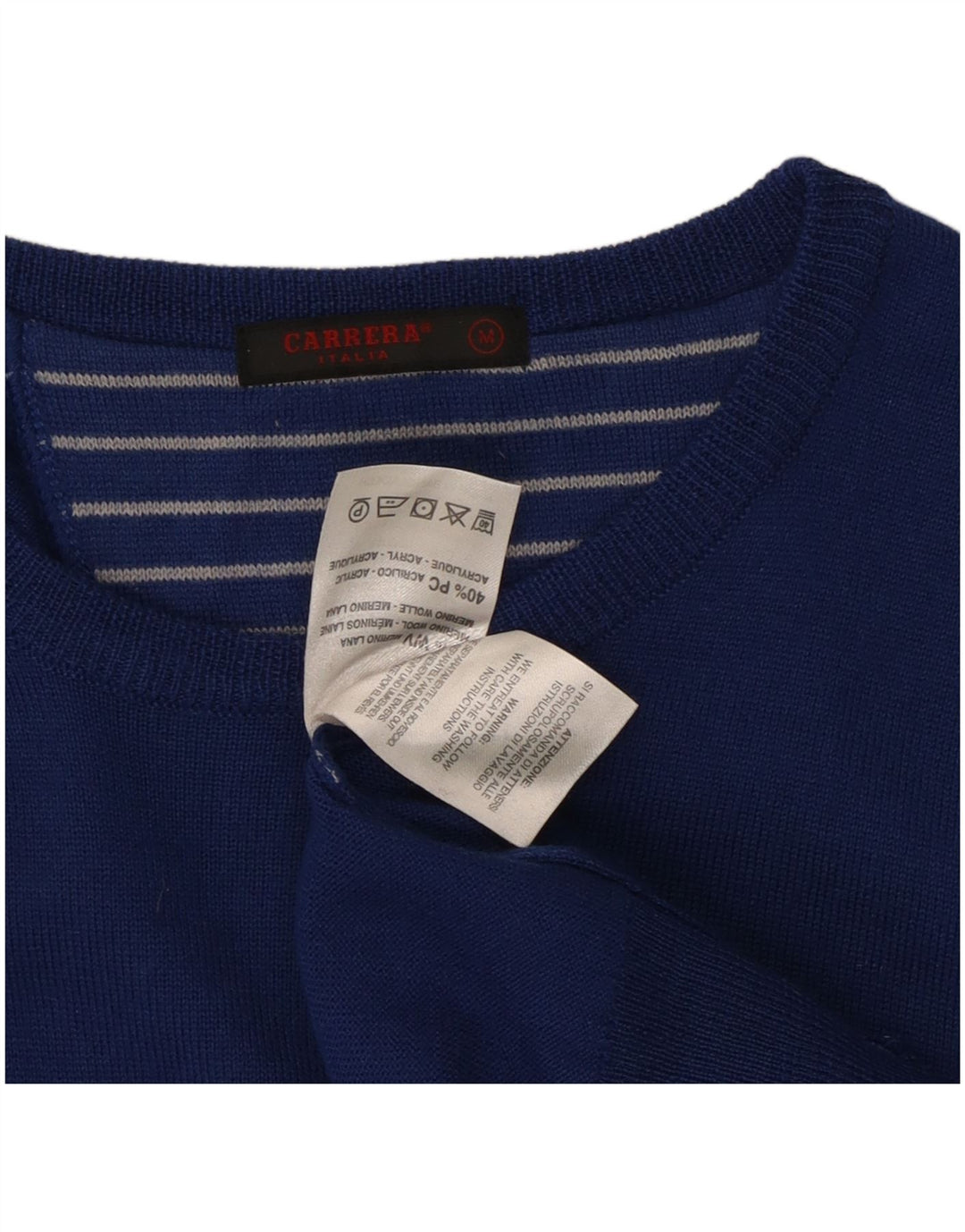 Carrera Herren-Pullover mit Rundhalsausschnitt, mittelblaue Wolle