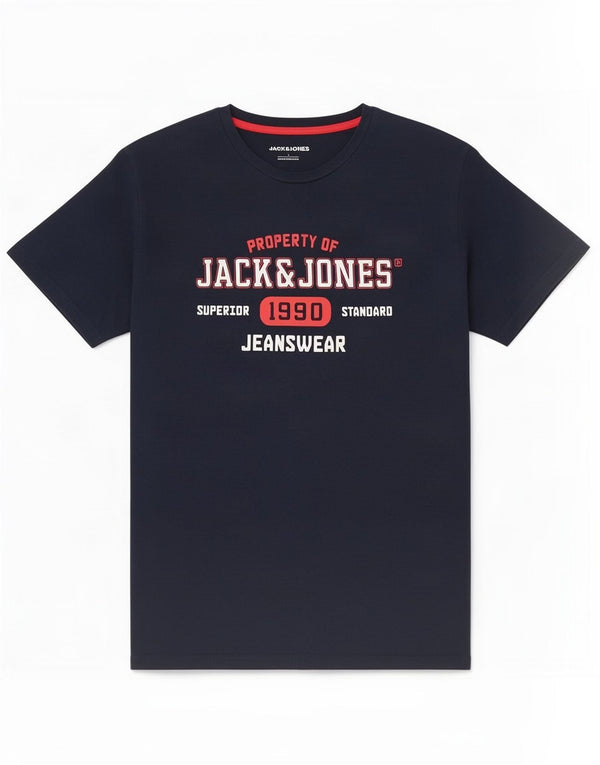 Jack & Jones Herren-T-Shirt mit Grafik, groß, marineblau, Baumwolle