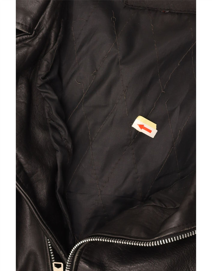 VINTAGE Herren Leder Bikerjacke UK 36 Small Schwarz