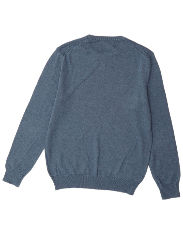 Crew Clothing Herren-Pullover mit Rundhalsausschnitt, mittelblaue Baumwolle