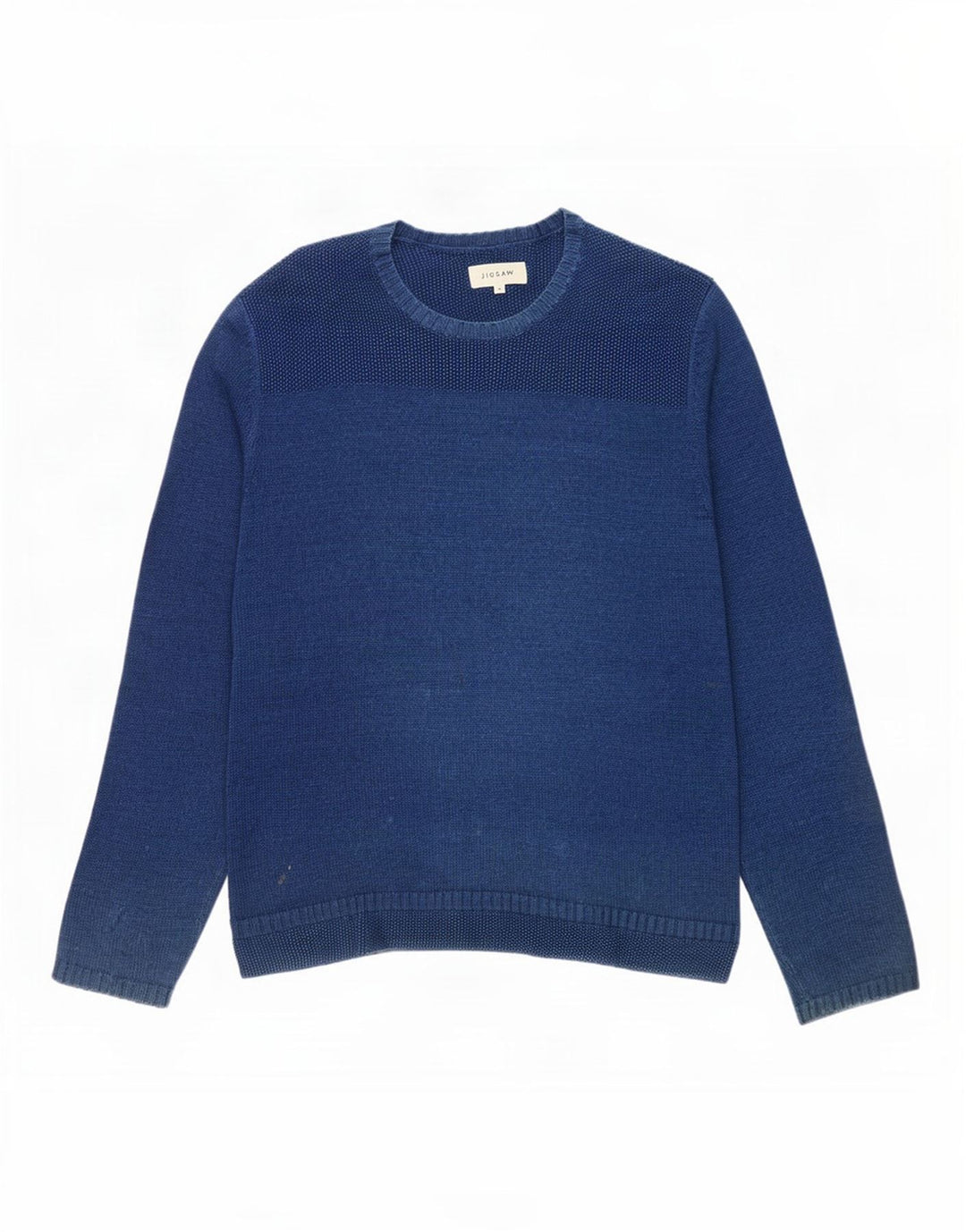 Jigsaw Herren-Pullover mit Rundhalsausschnitt, mittelblaue Baumwolle