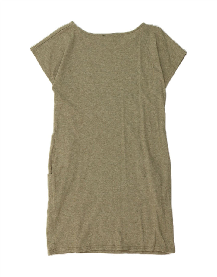 VINTAGE Womens Basic Dress UK 12 Medium Khaki Cotton Vintage Vintage and Second-Hand Vintage from Messina Hembry 