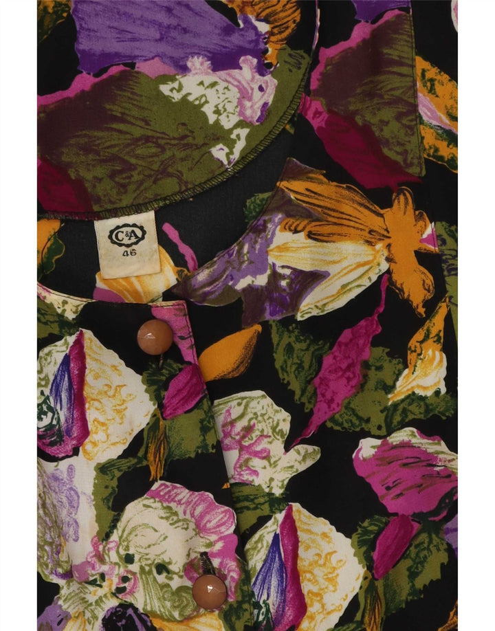 C&A Damen-Hemdbluse mit 3/4-Ärmeln, EU 46, XL, mehrfarbig, Blumenmuster, Polyester
