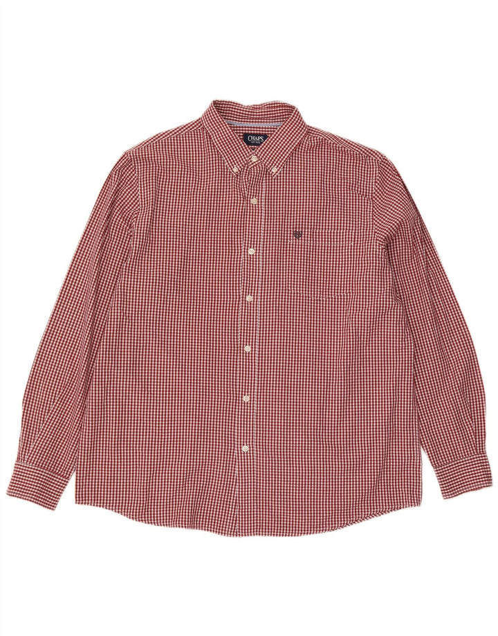 Chaps Herrenhemd XL aus roter Gingham-Baumwolle