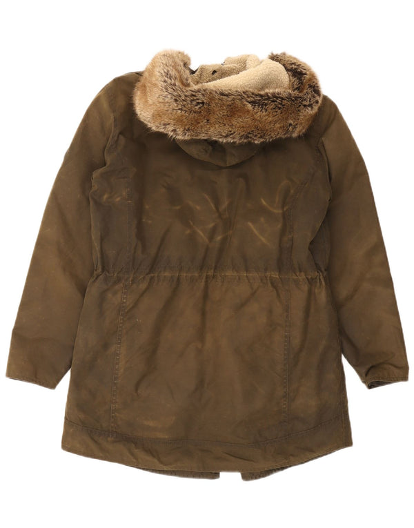 Barbour Damen-Parka aus gewachster Baumwolle mit Kapuze, UK 14, Größe L, Khaki