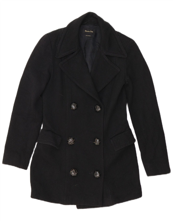 Massimo Dutti Damen Zweireiher-Blazerjacke EU 36 XS Schwarz Polyamid