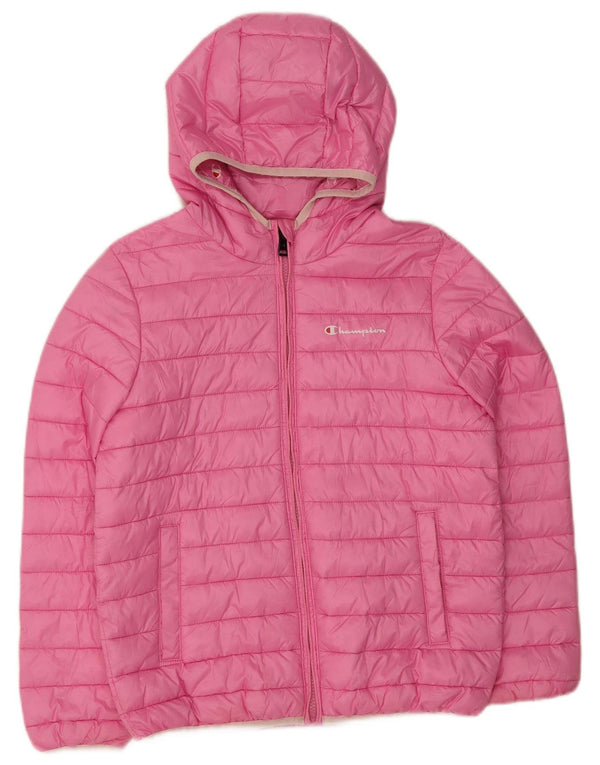Champion Mädchen-Kapuzenjacke, gepolstert, 11–12 Jahre, groß, rosa, Polyester