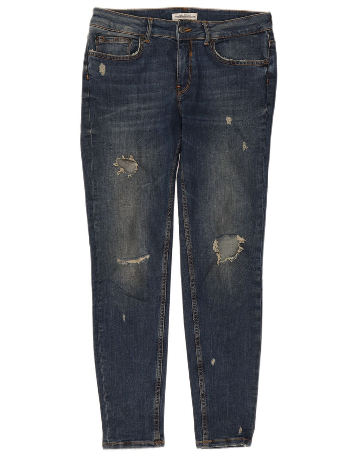 Zara Damen Distressed Skinny Jeans EU 40 Medium W30 L27 Blau