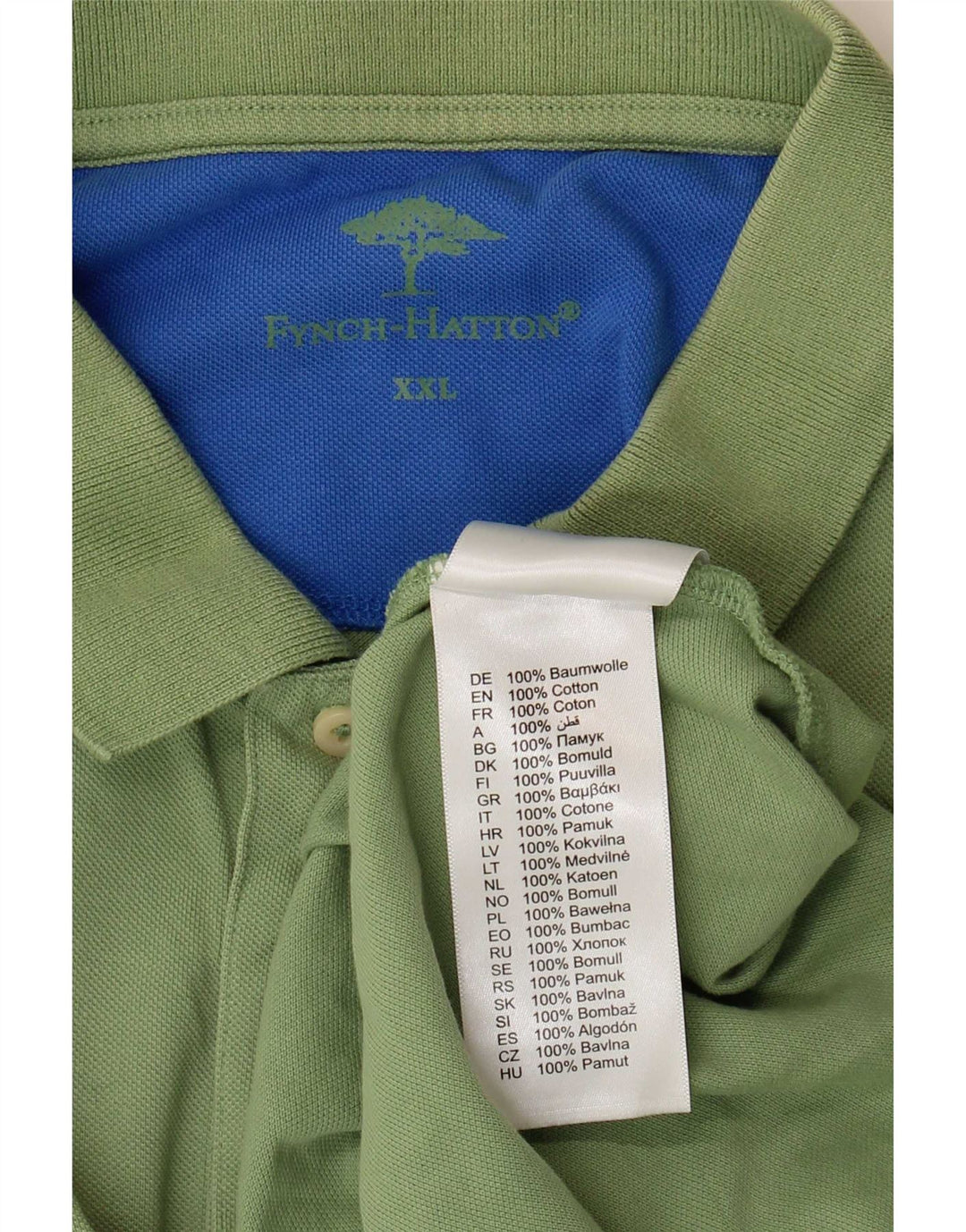 Fynch Hatton Herren Poloshirt 2XL Grüne Baumwolle