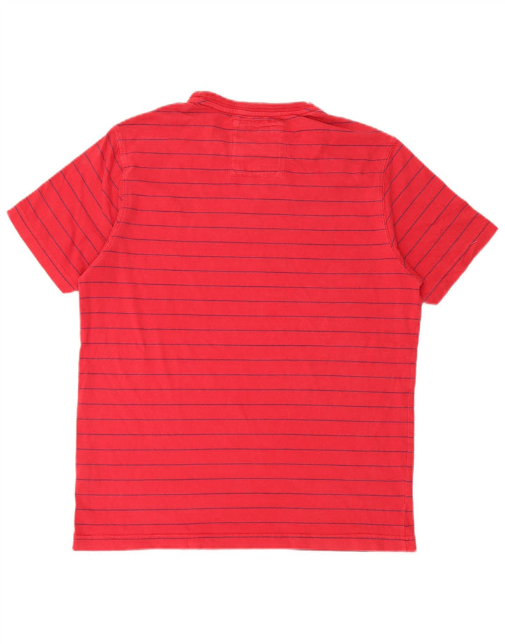 Crew Clothing Herren-T-Shirt-Oberteil, mittelrot, gestreift, Baumwolle