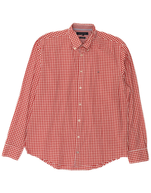 Tommy Hilfiger Herren New York Fit Hemd XL Rot Gingham Baumwolle