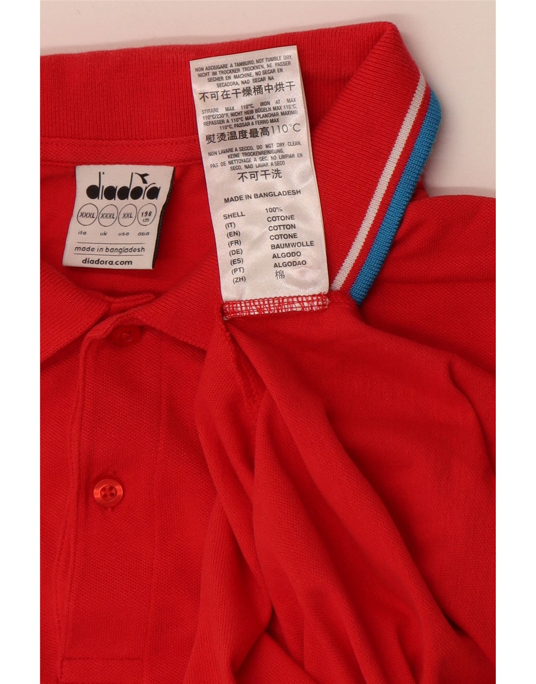 Diadora Herren Poloshirt 3XL Rote Baumwolle