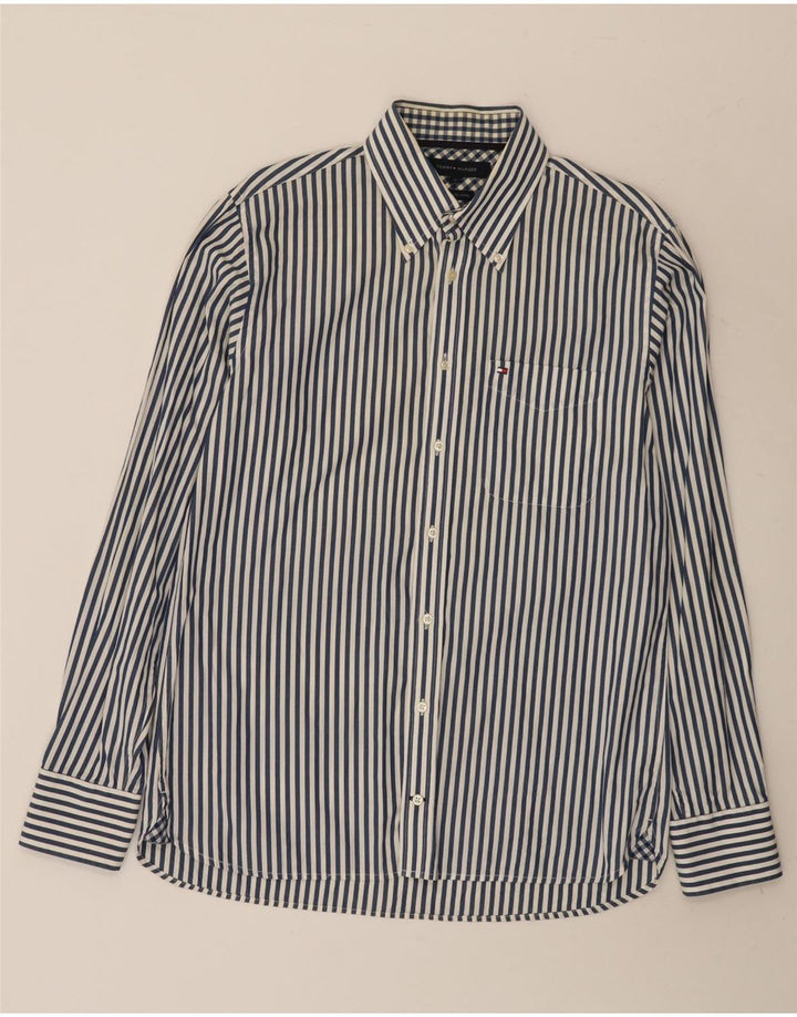 Tommy Hilfiger Herrenhemd Mittelblaue Nadelstreifen-Baumwolle