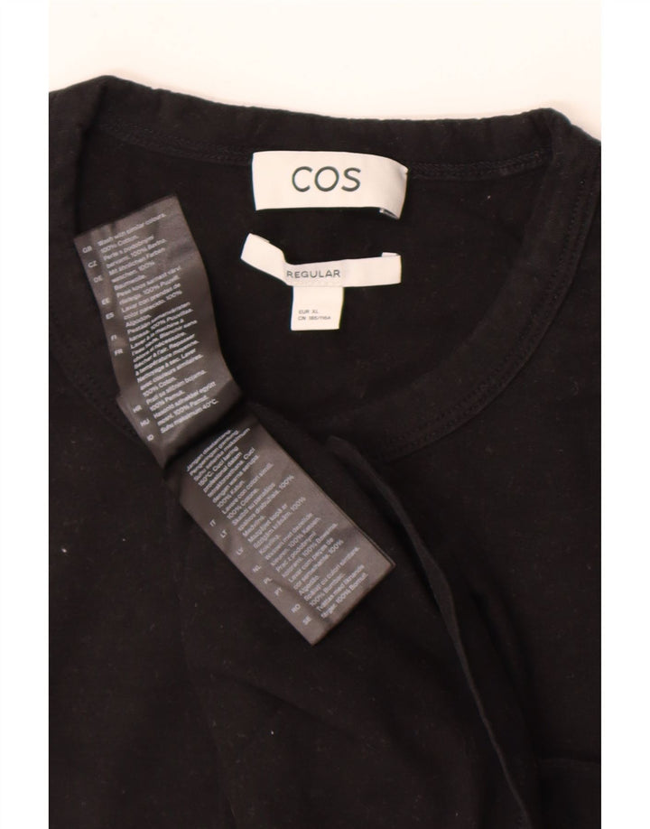 Cos Herren-T-Shirt mit normaler Passform, XL, schwarze Baumwolle