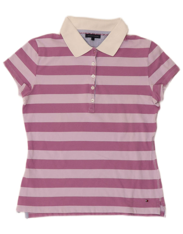 Tommy Hilfiger Damen Rugby-Poloshirt UK 14 Large Lila gestreift