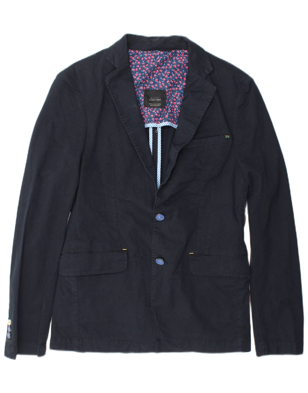 Zara Herren 2-Knopf-Blazerjacke UK 38 Mittelmarineblau