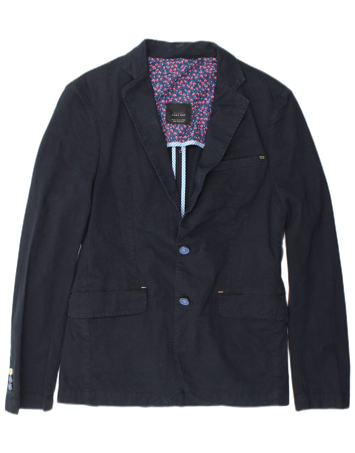 Zara Herren 2-Knopf-Blazerjacke UK 38 Mittelmarineblau