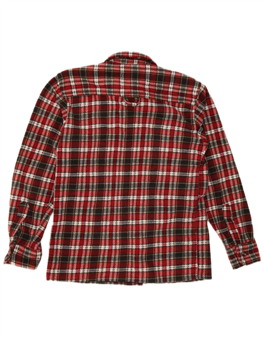 Vintage Herren-Flanellhemd, mittelrot, kariert, Polyester