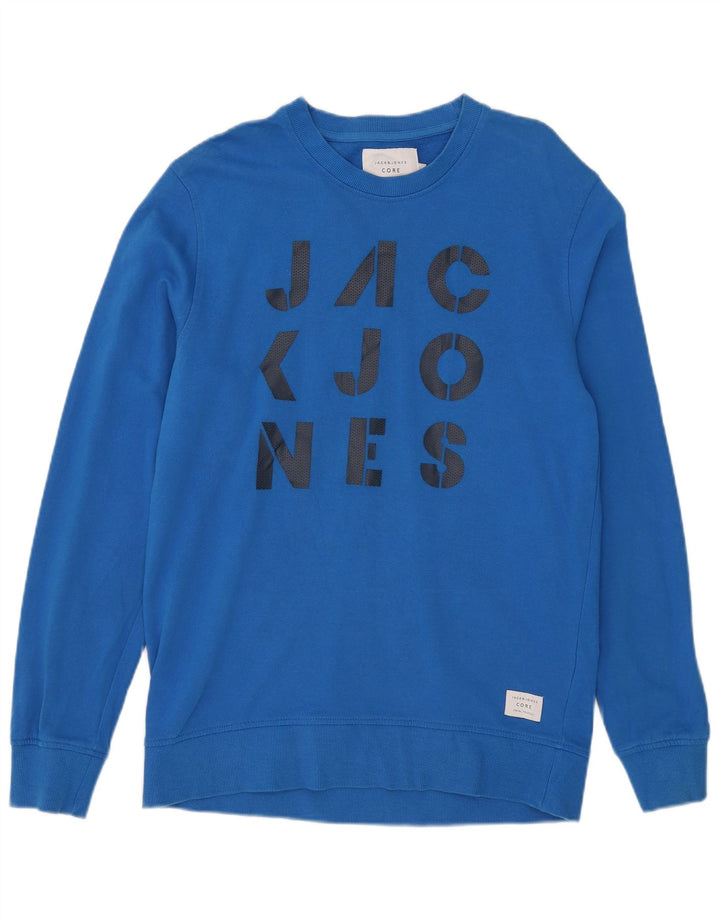 Jack & Jones Herren-Sweatshirt mit Grafik, groß, aus blauer Baumwolle