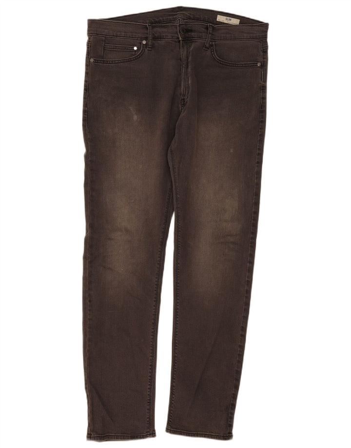 Marks & Spencer Herren Slim Jeans W36 L33 Graue Baumwolle