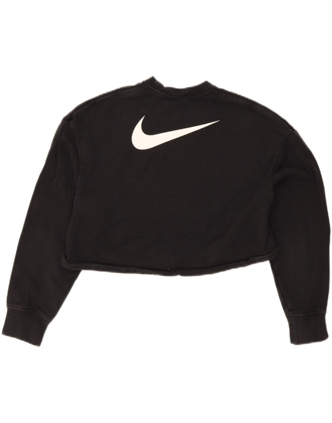 Nike Womens Graphic Crop Sweatshirt Pullover UK 12 Mittelschwarze Baumwolle
