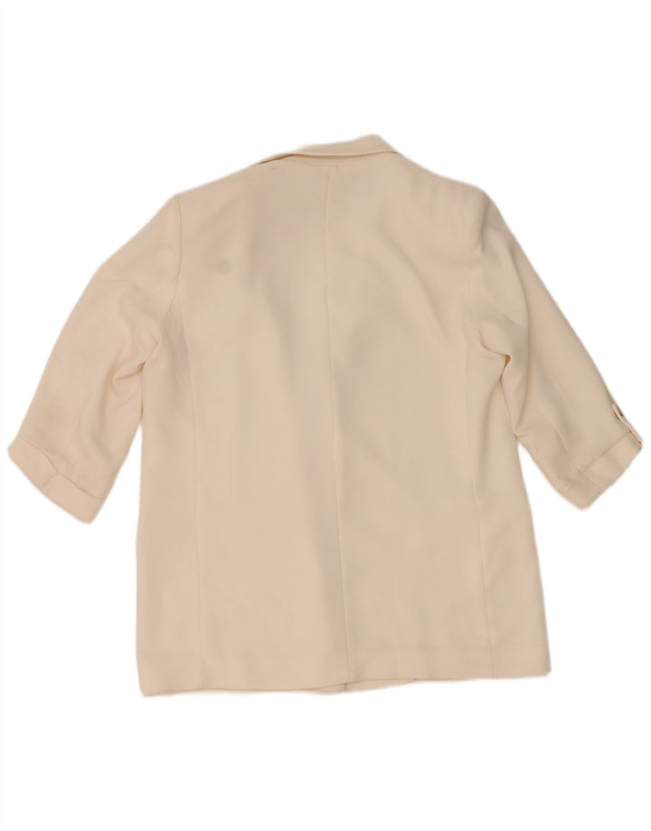 Zara Damen 3/4-Ärmel offener Blazer Jacke UK 18 XL Weiß