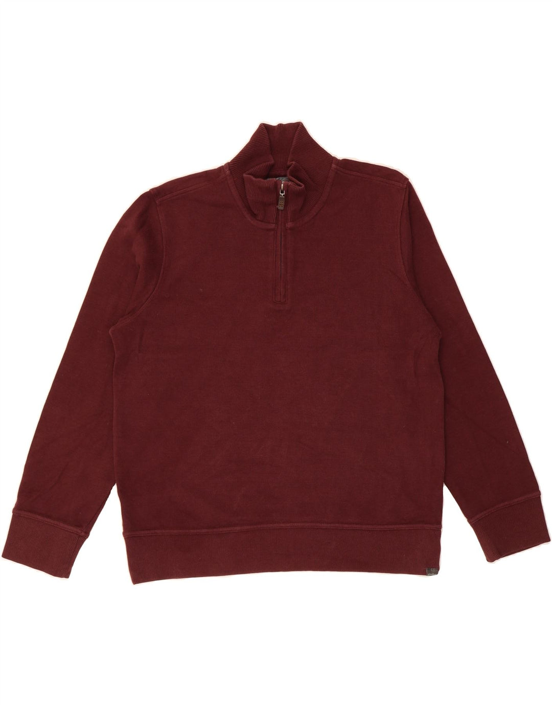 EDDIE BAUER Mens Zip Neck Sweatshirt Jumper Large Burgundy Cotton Vintage Eddie Bauer and Second-Hand Eddie Bauer from Messina Hembry 
