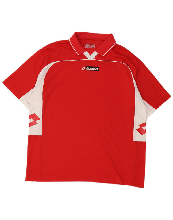 Lotto Mens Graphic Polo Shirt XL Red Colourblock Polyester