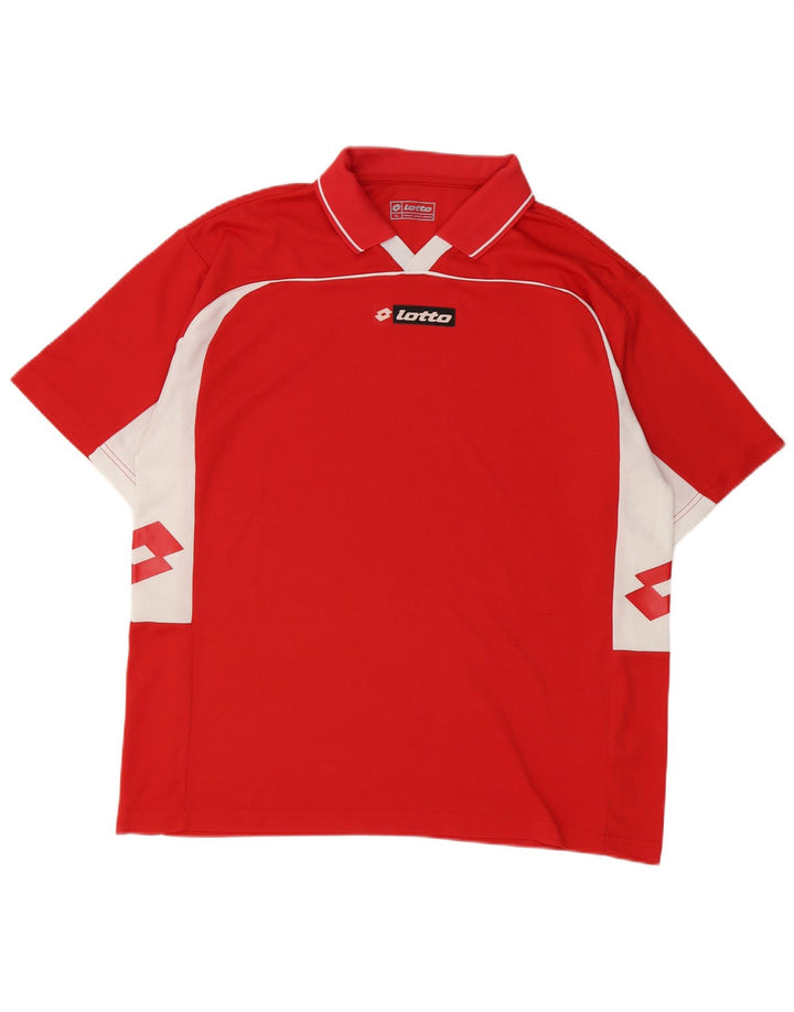 Lotto Herren-Poloshirt mit Grafik, XL, rotes Farbblock-Polyester