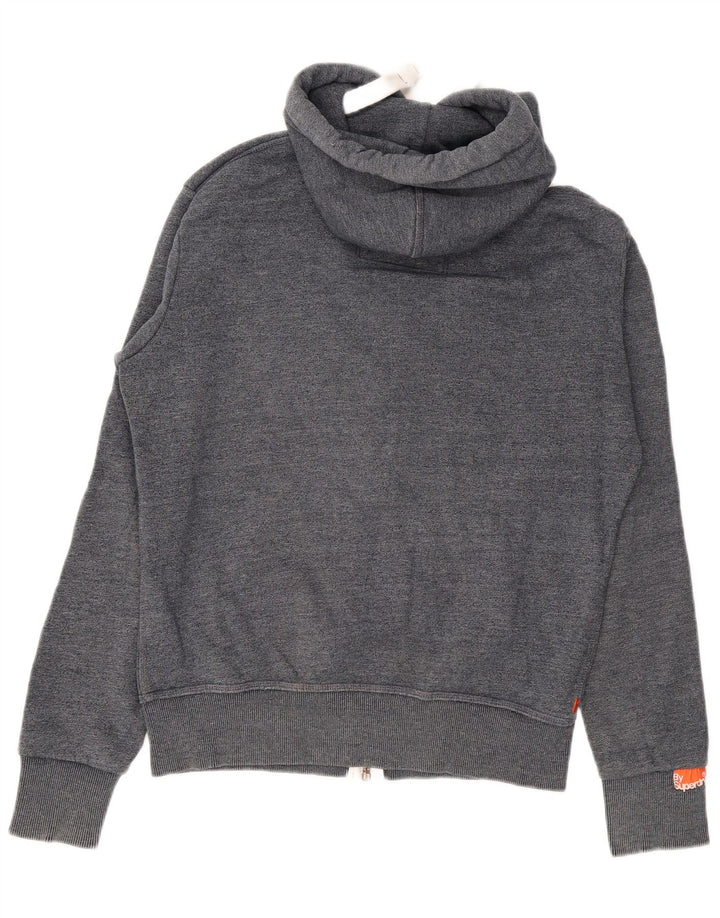 Superdry Herren-Kapuzenpullover mit Reißverschluss aus mittelgrauer Baumwolle