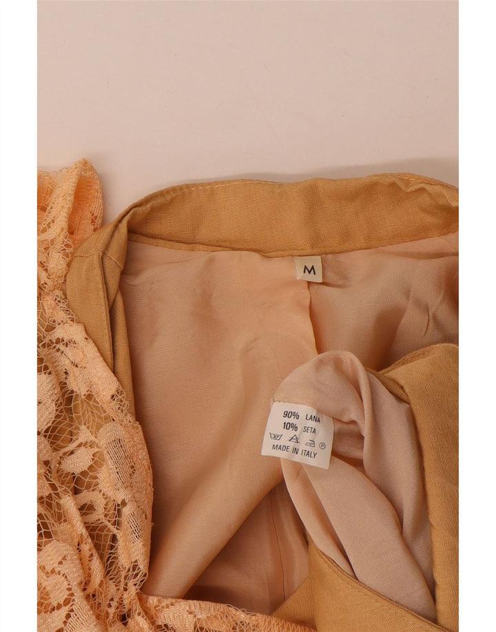 Vintage Damen Bolero Jacke UK 14 Medium Beige Floral Wolle