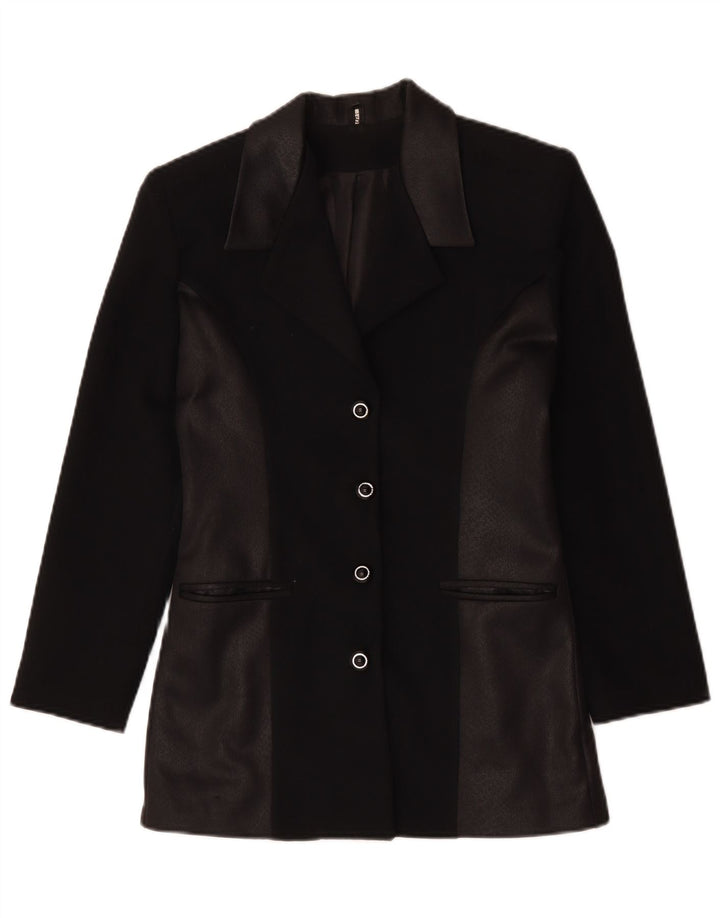 Vintage Damen 4-Knopf-Blazerjacke UK 10 Small Schwarz