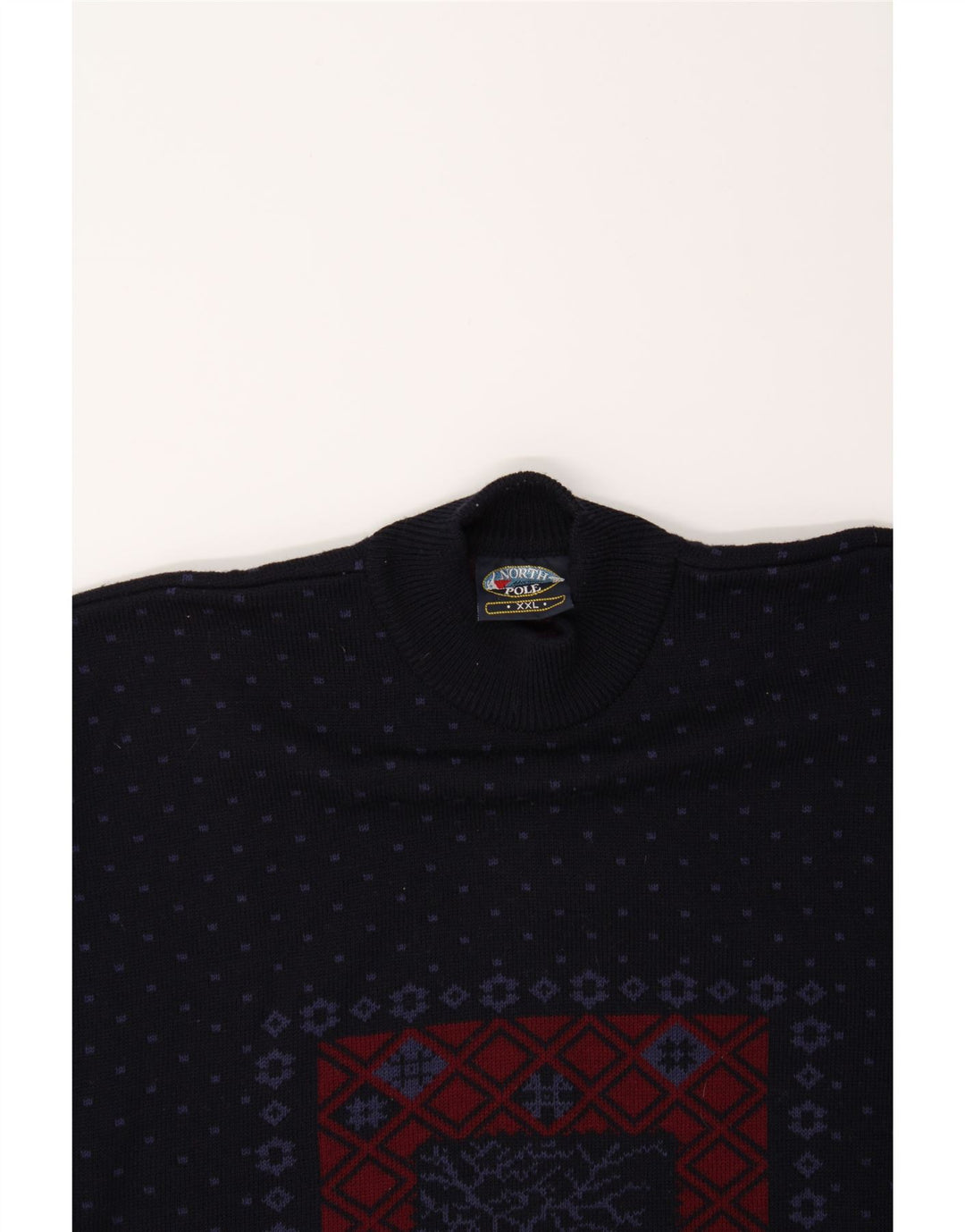 NORTH POLE Herren-Pullover mit Rollkragen, 2XL, Marineblau, Fair-Isle-Wolle