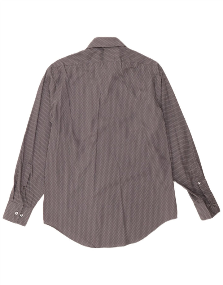 CALVIN KLEIN Herren Slim Fit Hemd Größe 15 1/2 Mittelgrau geometrisch
