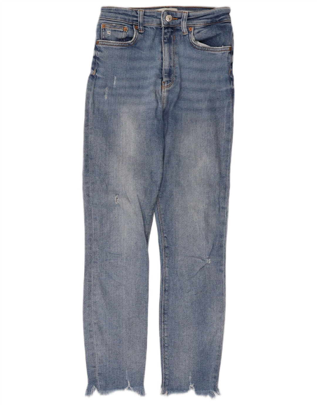 Zara Damen Distressed Slim Jeans EU 38 Small W28 L26 Blau