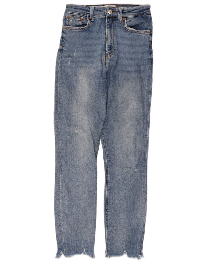 Zara Damen Distressed Slim Jeans EU 38 Small W28 L26 Blau