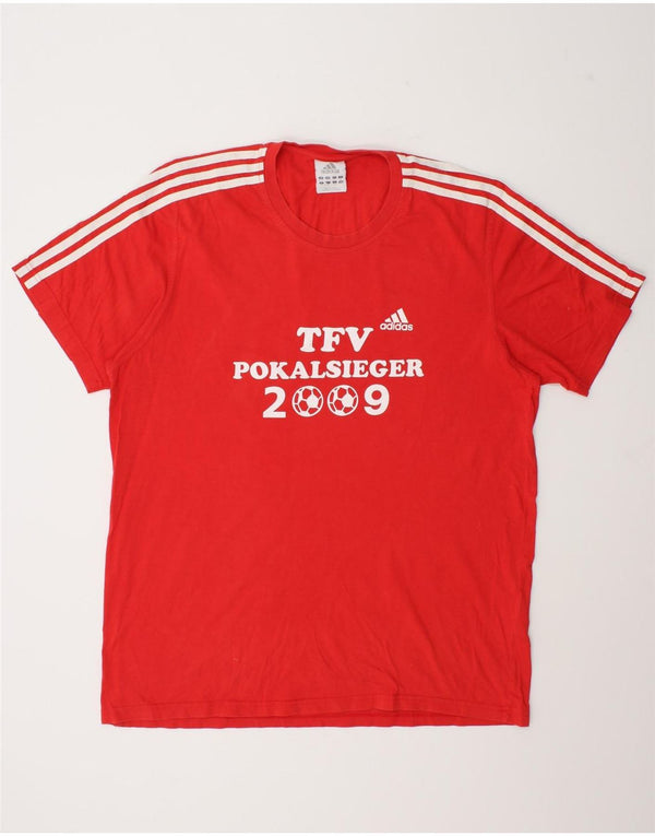 Adidas Herren Grafik T-Shirt Top UK 46/48 XL Rot Baumwolle