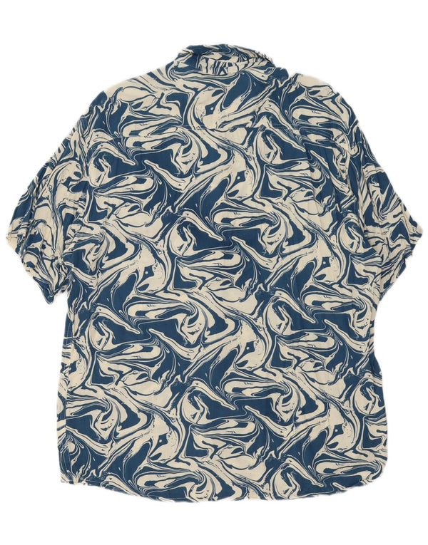 Heartless Mens Abstract Pattern Short Sleeve Shirt 2XL Navy Blue Cotton