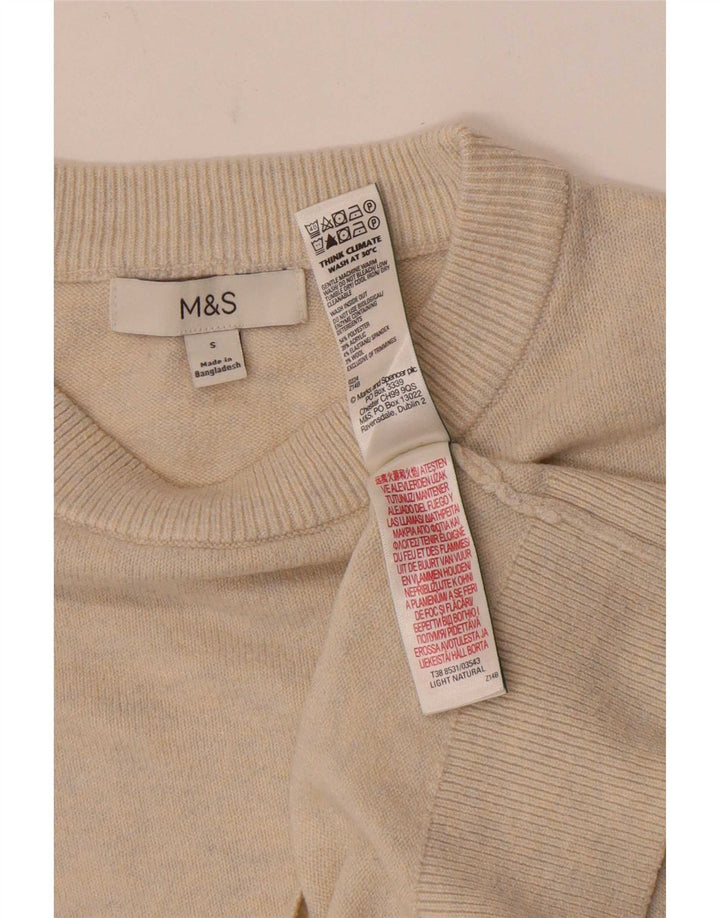 Marks & Spencer Damen-Pullover mit U-Boot-Ausschnitt, Gr. 10, Beige, Polyester