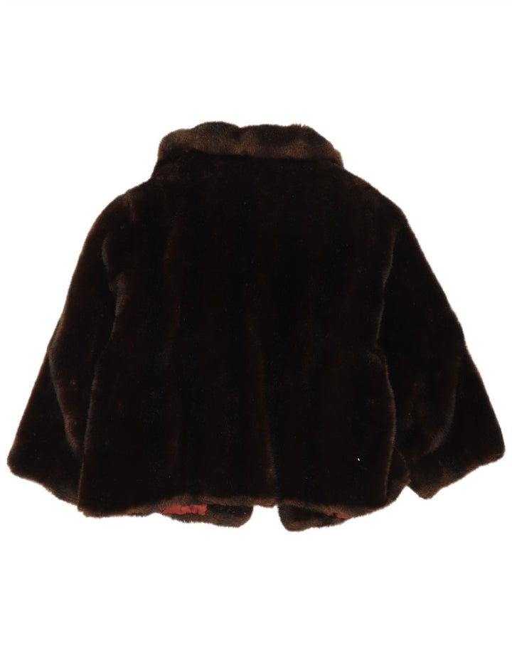 Tissavel Damen offene Kunstpelzjacke UK 14 Mittelbraunes Acryl