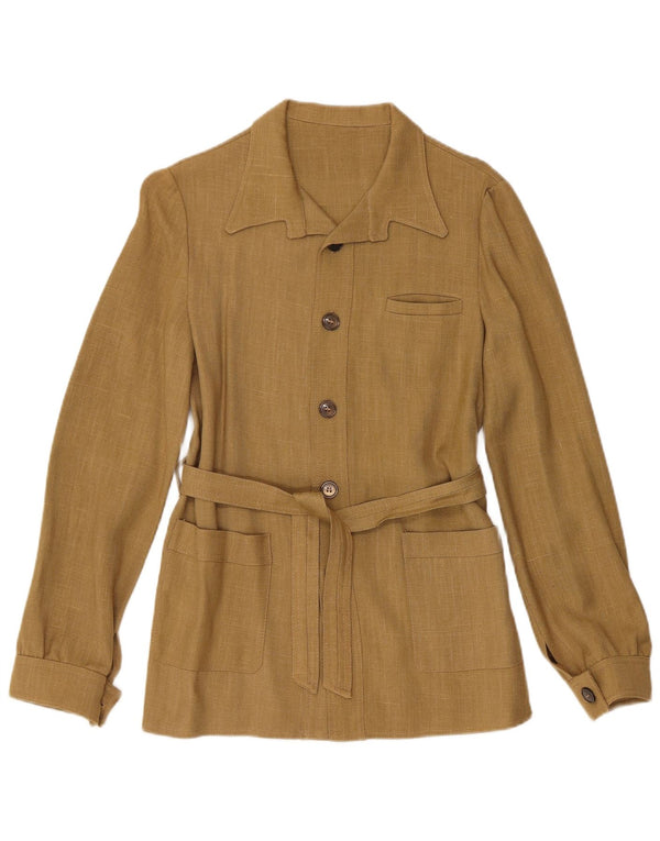 Vintage Damen Overshirt Shirt IT 42 Medium Khaki Viskose Classic