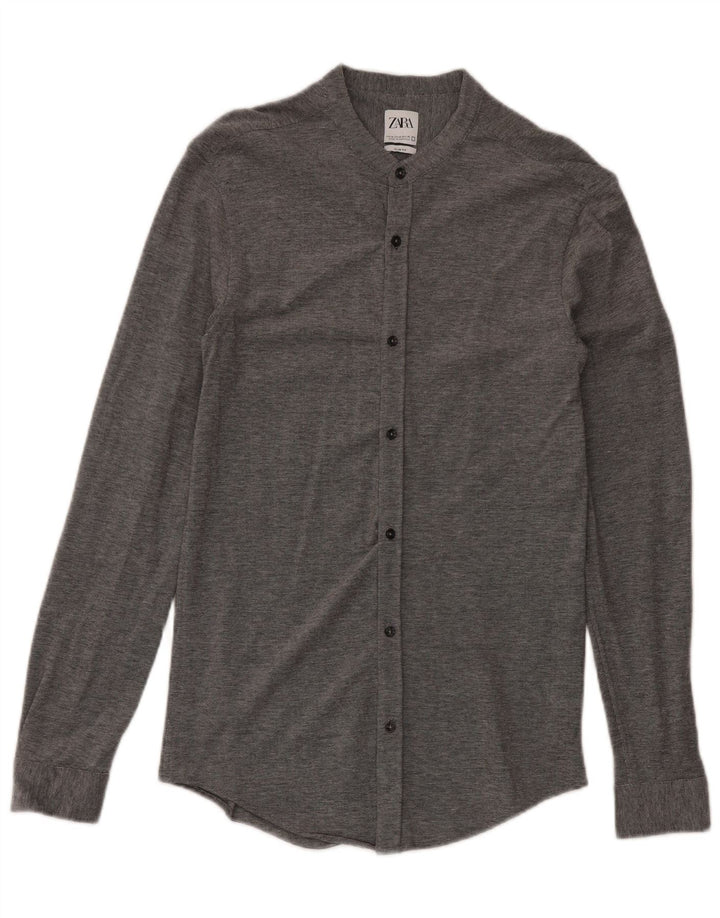 Zara Herren-Slim-Fit-Hemd aus mittelgrauer Baumwolle